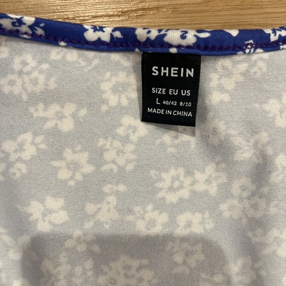 SHEIN blue and white midi dress size large - Picture 3 of 3